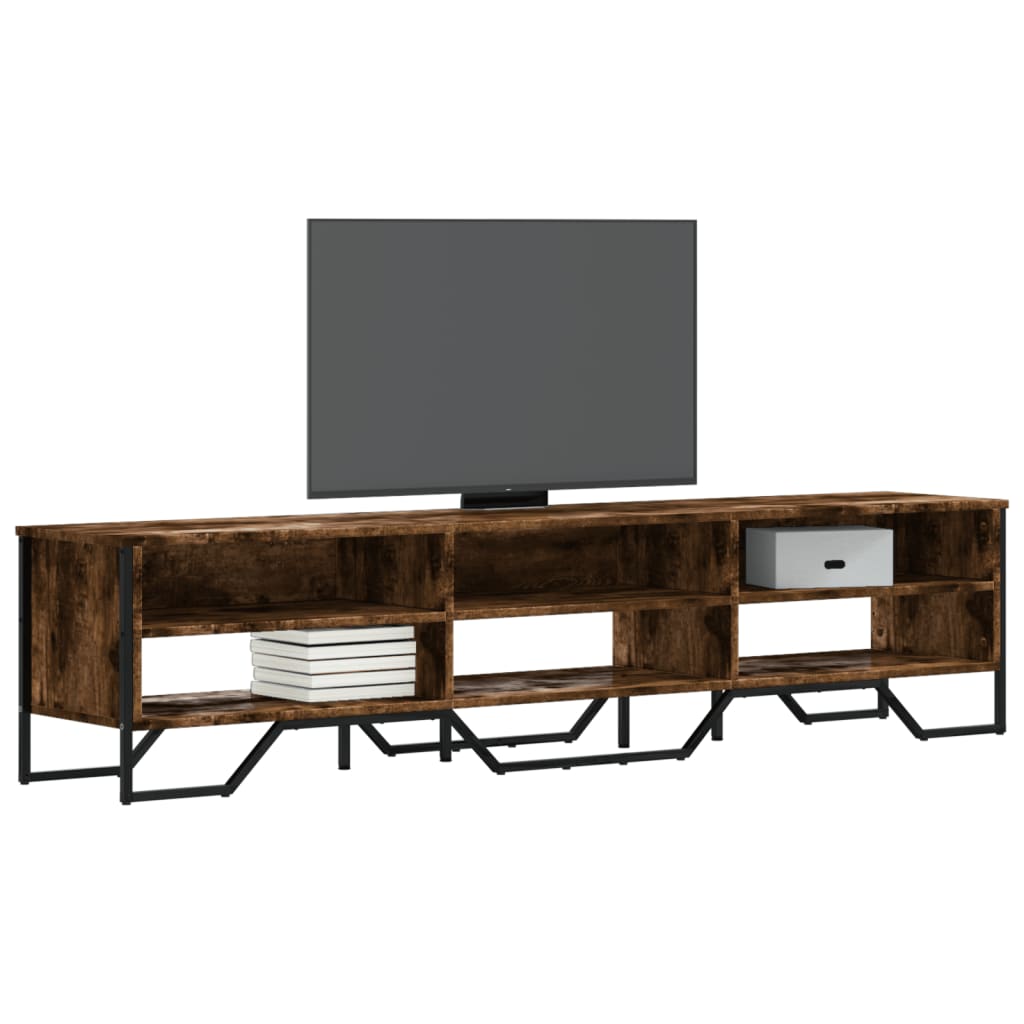 Meuble TV Gris avec Rangement Effet Bois - 180 cm-Mon Meuble TV-Chêne fumé-180 cm-1-18