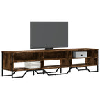 Meuble TV Gris avec Rangement Effet Bois - 180 cm-Mon Meuble TV-Chêne fumé-180 cm-1-18
