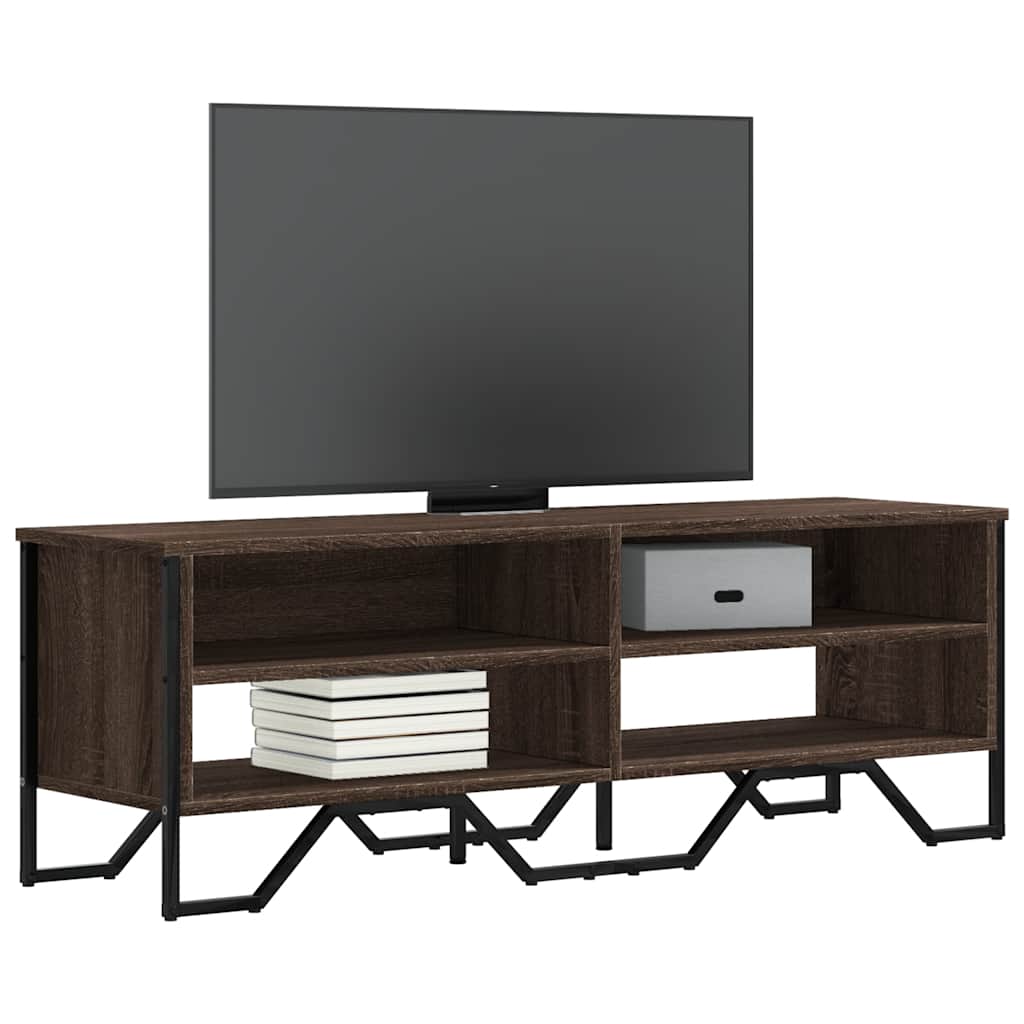 Meuble TV Gris avec Rangement Effet Bois - 180 cm-Mon Meuble TV-Chêne marron-122 cm-1-11
