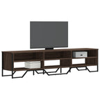 Meuble TV Gris avec Rangement Effet Bois - 180 cm-Mon Meuble TV-Chêne marron-180 cm-1-16
