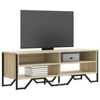 Meuble TV Gris avec Rangement Effet Bois - 180 cm-Mon Meuble TV-Chêne sonoma-122 cm-1-14