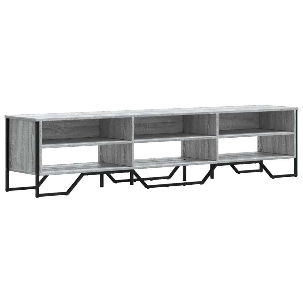 Meuble TV Gris avec Rangement Effet Bois - 180 cm-Mon Meuble TV-Chêne sonoma-122 cm-1-2