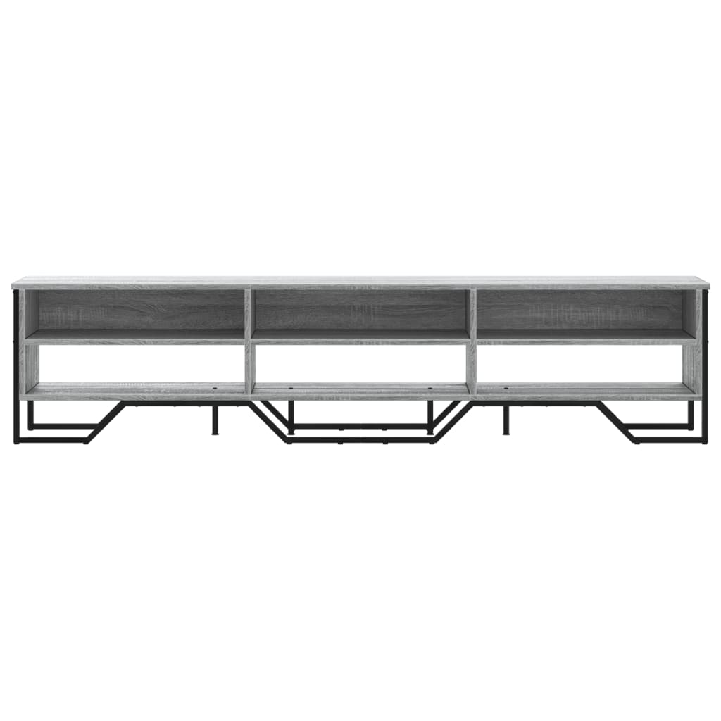 Meuble TV Gris avec Rangement Effet Bois - 180 cm-Mon Meuble TV-Chêne sonoma-122 cm-1-4