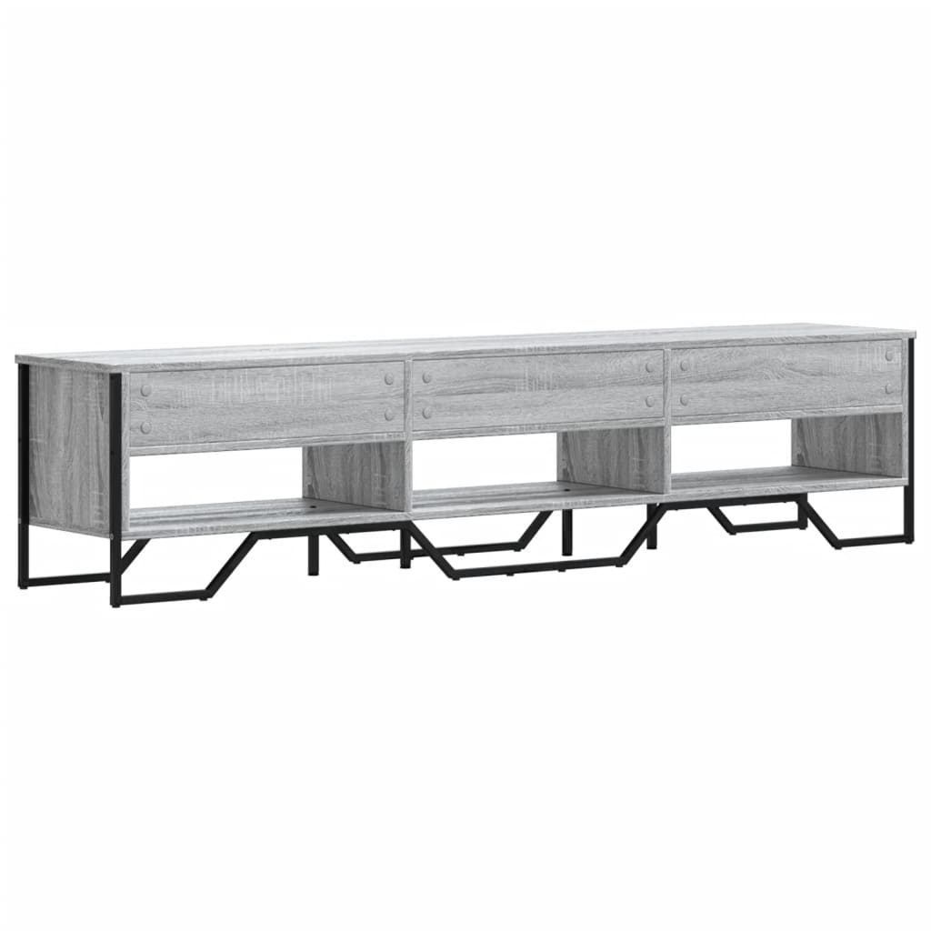 Meuble TV Gris avec Rangement Effet Bois - 180 cm-Mon Meuble TV-Chêne sonoma-122 cm-1-6