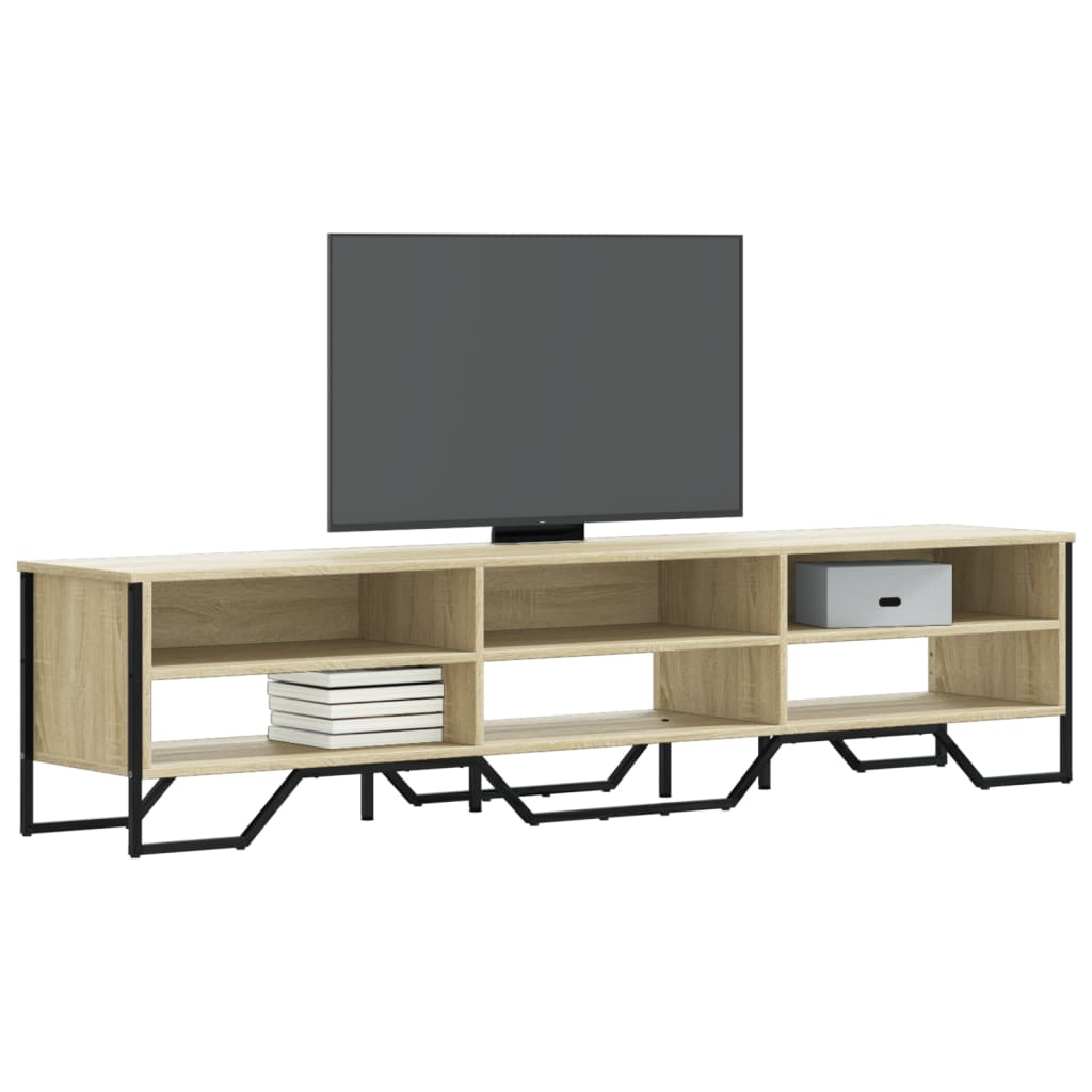 Meuble TV Gris avec Rangement Effet Bois - 180 cm-Mon Meuble TV-Chêne sonoma-180 cm-1-15
