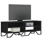 Meuble TV Gris avec Rangement Effet Bois - 180 cm-Mon Meuble TV-Noir-122 cm-1-12
