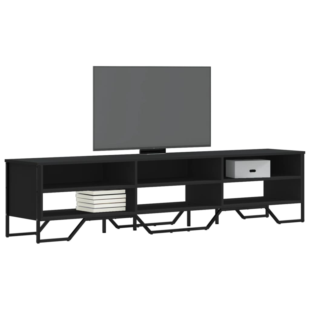 Meuble TV Gris avec Rangement Effet Bois - 180 cm-Mon Meuble TV-Noir-180 cm-1-17
