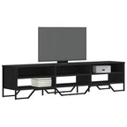 Meuble TV Gris avec Rangement Effet Bois - 180 cm-Mon Meuble TV-Noir-180 cm-1-17