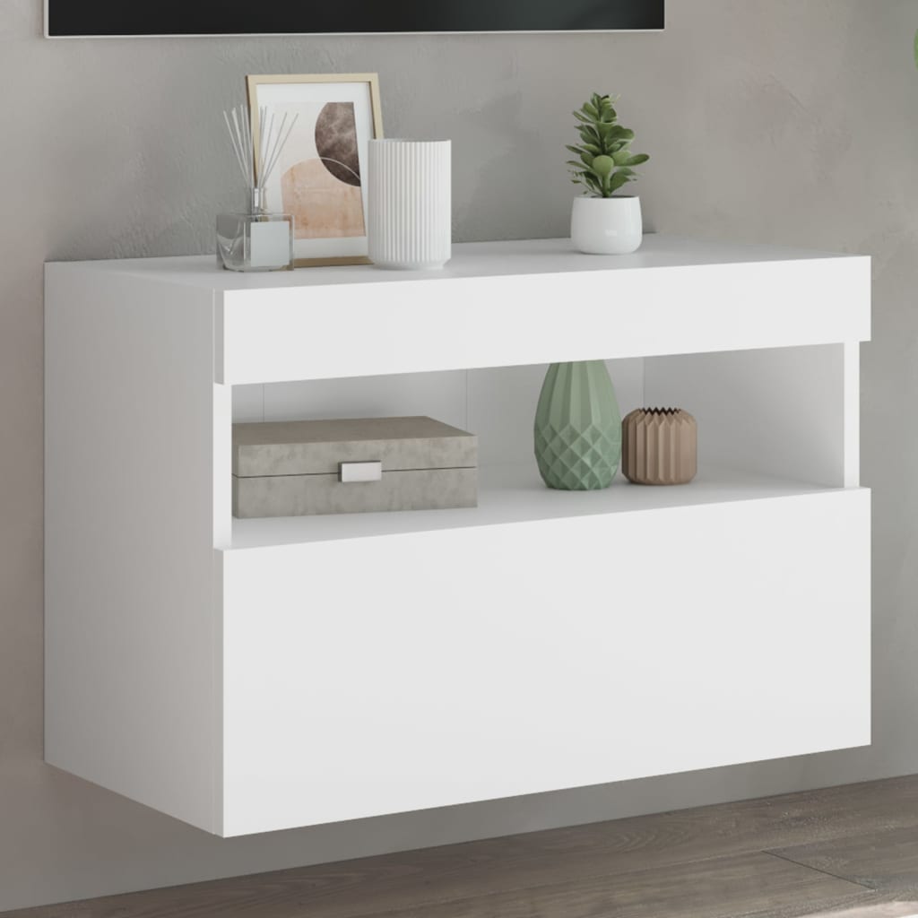 Meuble TV Gris Béton avec LED - 60 cm-Mon Meuble TV-Blanc-40 cm-1-22