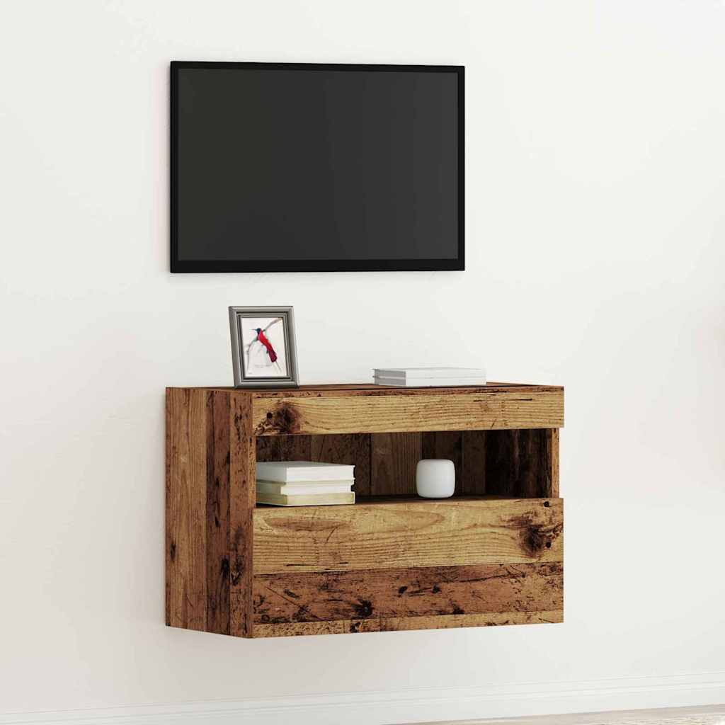 Meuble TV Gris Béton avec LED - 60 cm-Mon Meuble TV-Bois ancien-40 cm-1-15