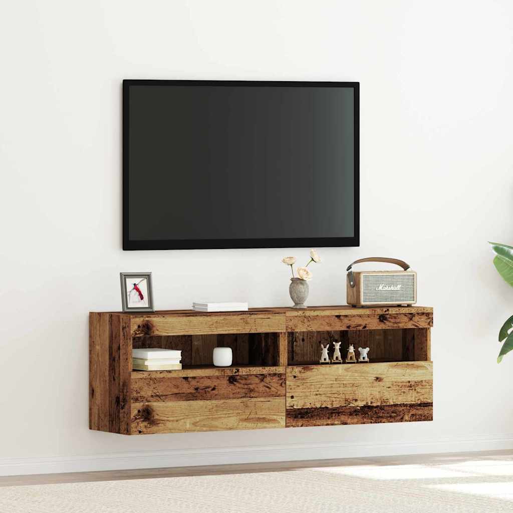 Meuble TV Gris Béton avec LED - 60 cm-Mon Meuble TV-Bois ancien-40 cm-2-26