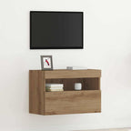 Meuble TV Gris Béton avec LED - 60 cm-Mon Meuble TV-Chêne artisanal-40 cm-1-27