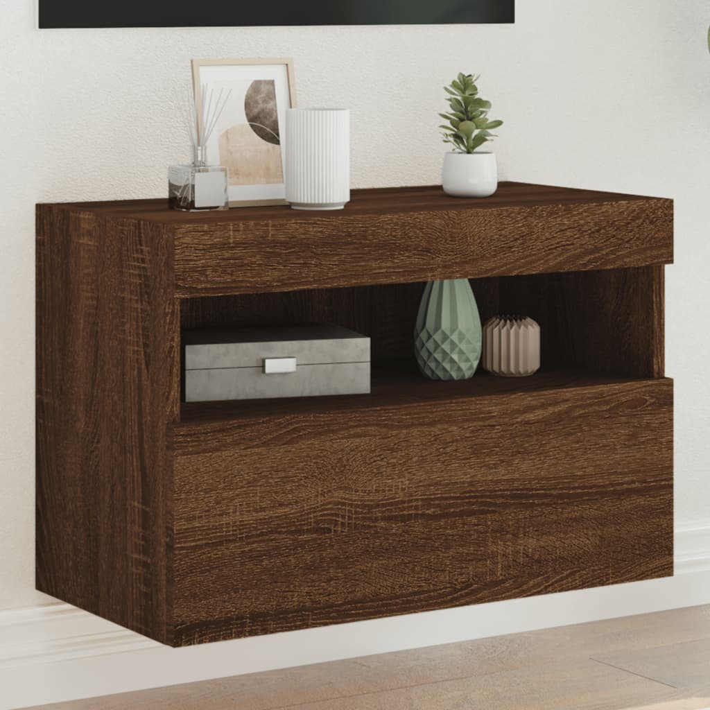 Meuble TV Gris Béton avec LED - 60 cm-Mon Meuble TV-Chêne marron-40 cm-1-23