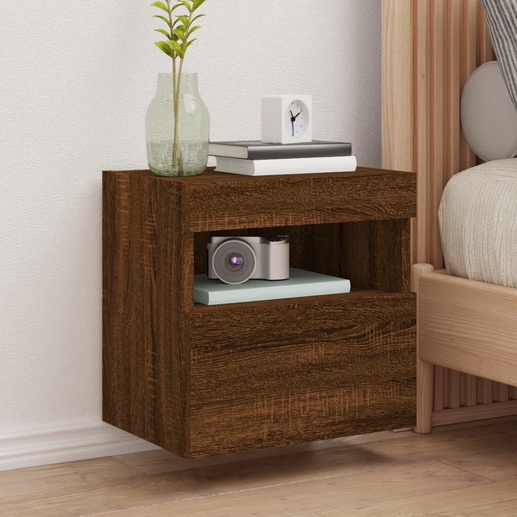 Meuble TV Gris Béton avec LED - 60 cm-Mon Meuble TV-Chêne marron-60 cm-1-18