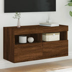 Meuble TV Gris Béton avec LED - 60 cm-Mon Meuble TV-Chêne marron-80 cm-1-25