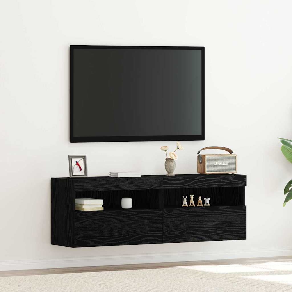 Meuble TV Gris Béton avec LED - 60 cm-Mon Meuble TV-Chêne noir-40 cm-2-16