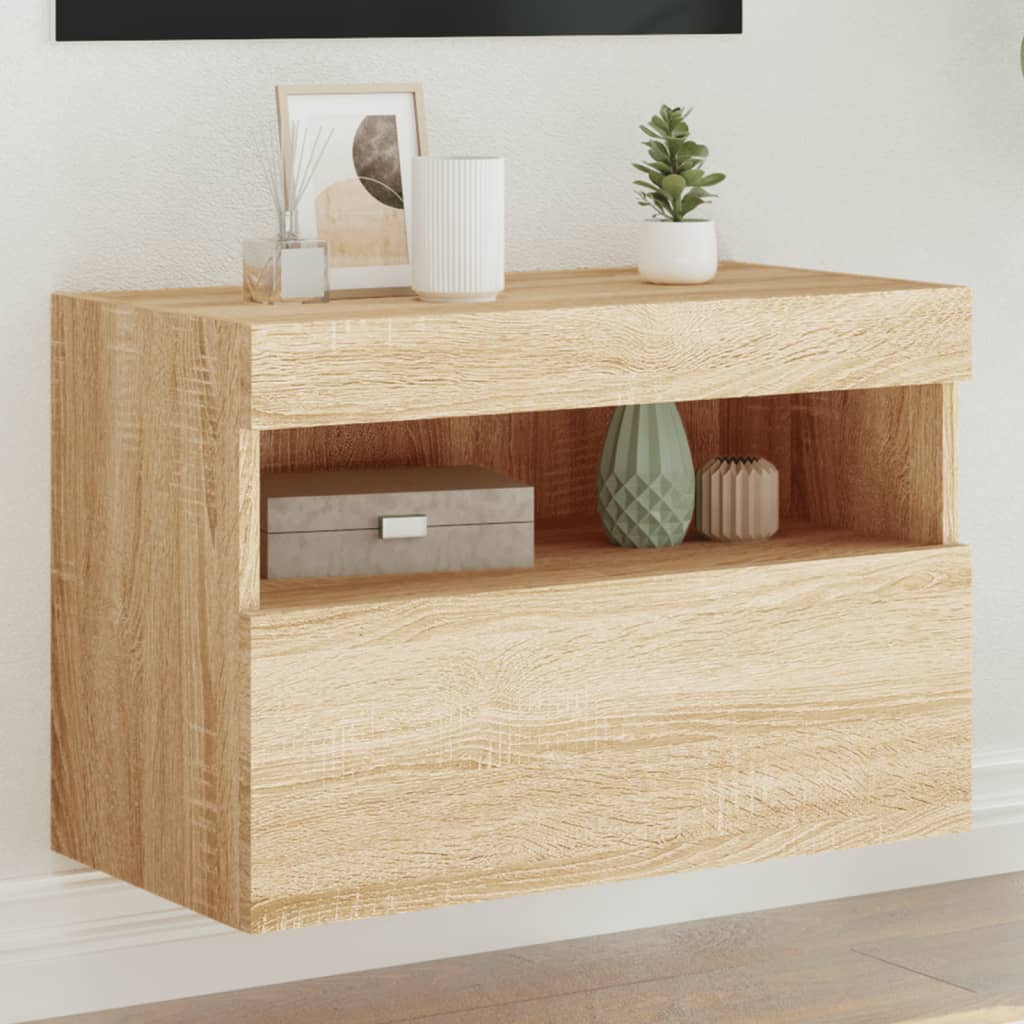 Meuble TV Gris Béton avec LED - 60 cm-Mon Meuble TV-Chêne sonoma-40 cm-1-20