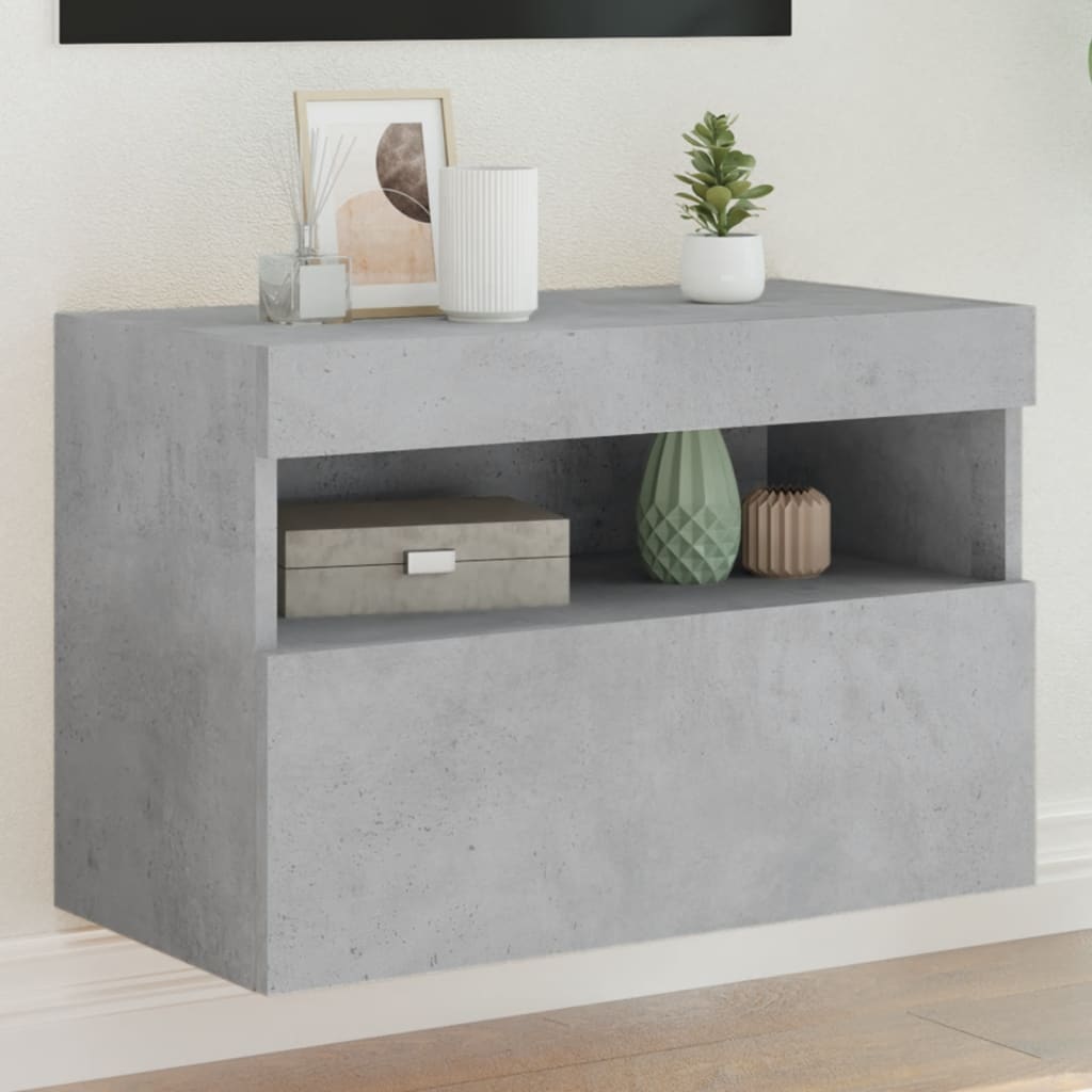 Meuble TV Gris Béton avec LED - 60 cm-Mon Meuble TV-Gris béton-40 cm-1-3