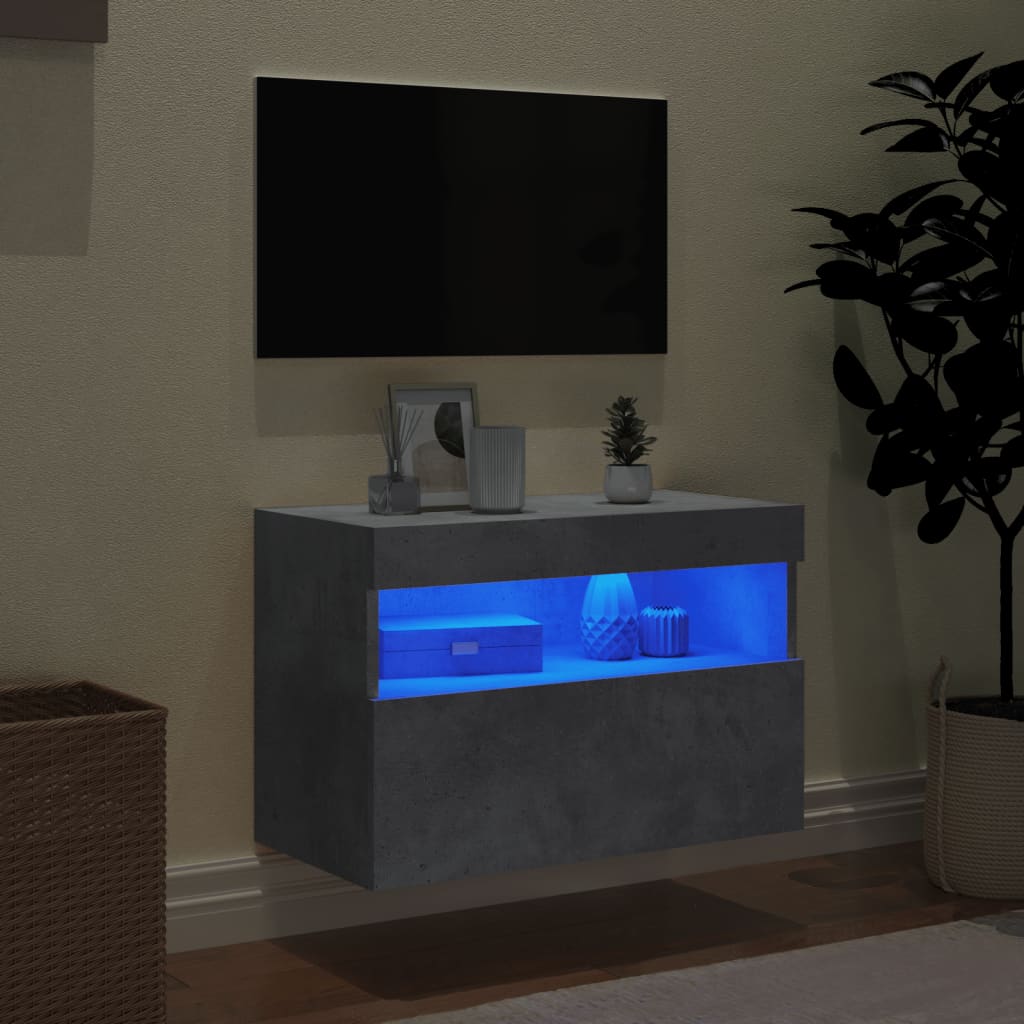 Meuble TV Gris Béton avec LED - 60 cm-Mon Meuble TV-Gris béton-40 cm-1-4