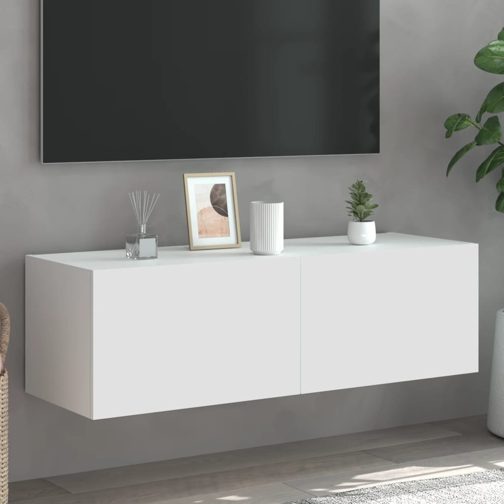 Meuble TV Gris Béton et Blanc Mural - 60 cm-Mon Meuble TV-Blanc-1-100 x 35 x 31 cm-34