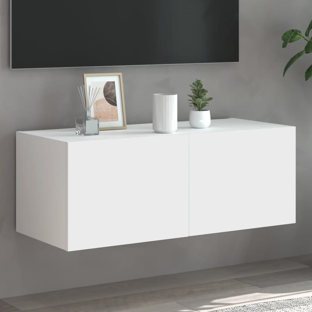 Meuble TV Gris Béton et Blanc Mural - 60 cm-Mon Meuble TV-Blanc-1-80 x 35 x 31 cm-42