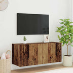 Meuble TV Gris Béton et Blanc Mural - 60 cm-Mon Meuble TV-Bois ancien-1-100 x 35 x 41 cm-70