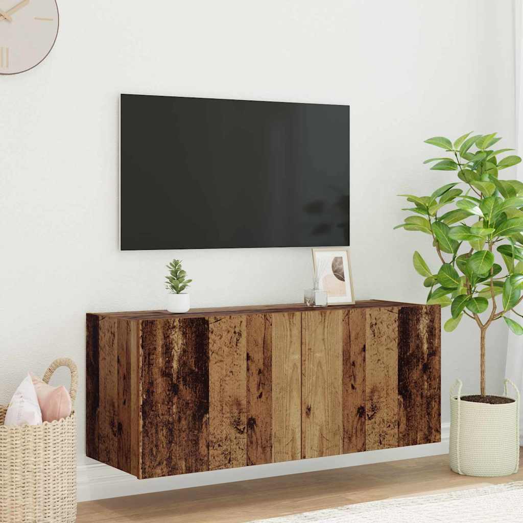 Meuble TV Gris Béton et Blanc Mural - 60 cm-Mon Meuble TV-Bois ancien-1-100 x 35 x 41 cm-70
