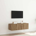 Meuble TV Gris Béton et Blanc Mural - 60 cm-Mon Meuble TV-chêne artisanal-1-100 x 35 x 31 cm-77