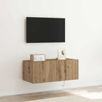 Meuble TV Gris Béton et Blanc Mural - 60 cm-Mon Meuble TV-chêne artisanal-1-80 x 35 x 31 cm-76