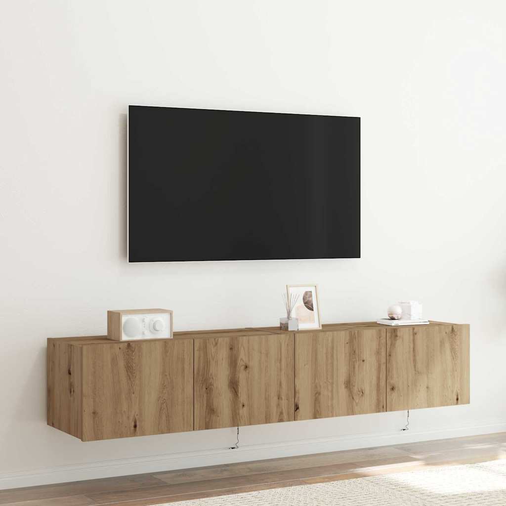 Meuble TV Gris Béton et Blanc Mural - 60 cm-Mon Meuble TV-chêne artisanal-2-80 x 35 x 31 cm-14
