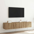 Meuble TV Gris Béton et Blanc Mural - 60 cm-Mon Meuble TV-chêne artisanal-2-80 x 35 x 31 cm-14