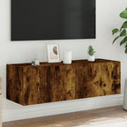 Meuble TV Gris Béton et Blanc Mural - 60 cm-Mon Meuble TV-Chêne fumé-1-100 x 35 x 31 cm-27