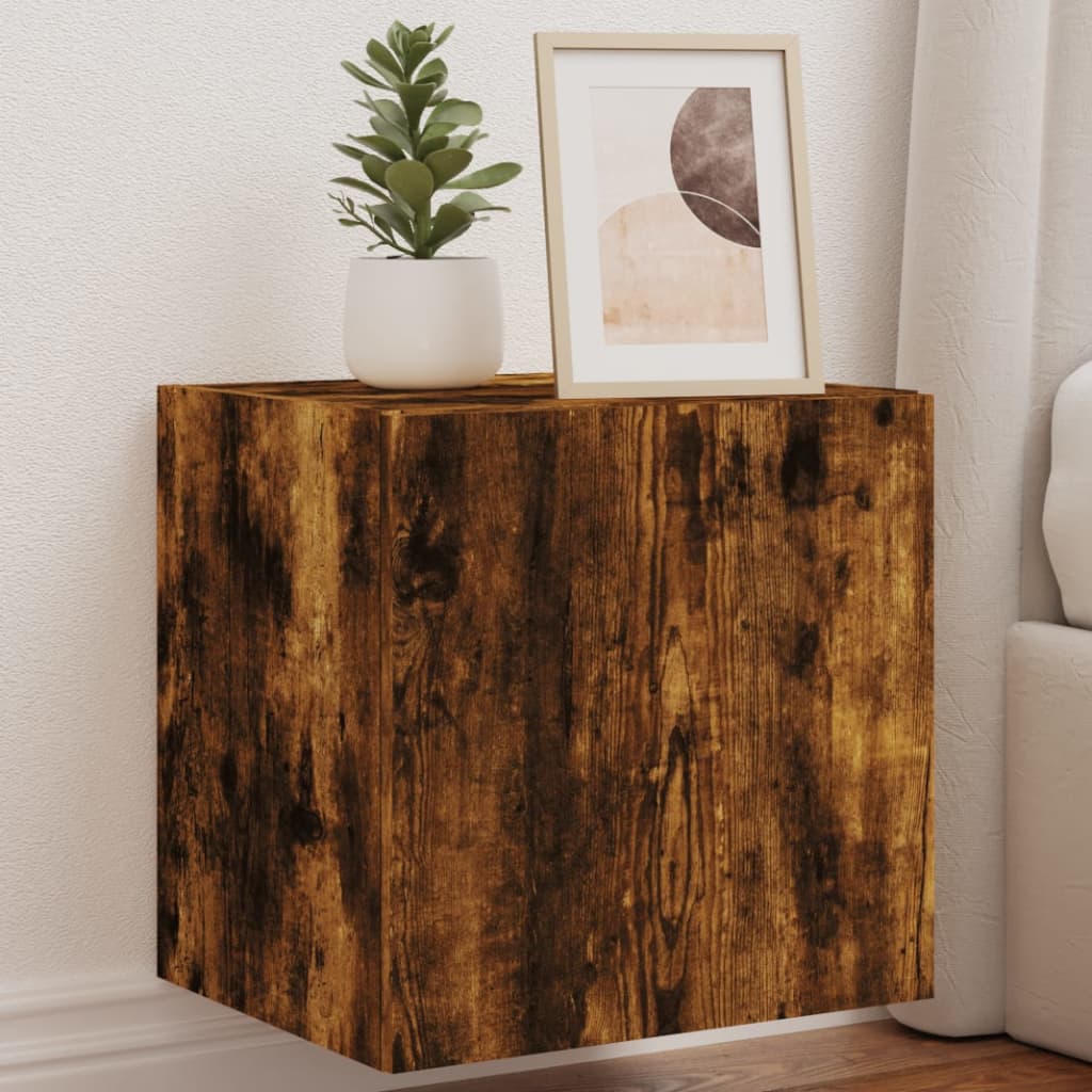 Meuble TV Gris Béton et Blanc Mural - 60 cm-Mon Meuble TV-Chêne fumé-2-40.5 x 35 x 40 cm-95