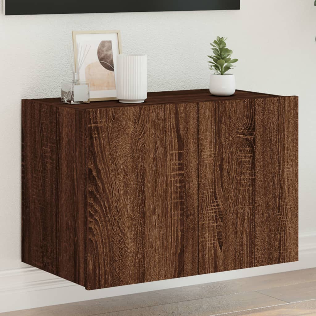 Meuble TV Gris Béton et Blanc Mural - 60 cm-Mon Meuble TV-Chêne marron-1-60 x 35 x 41 cm-19