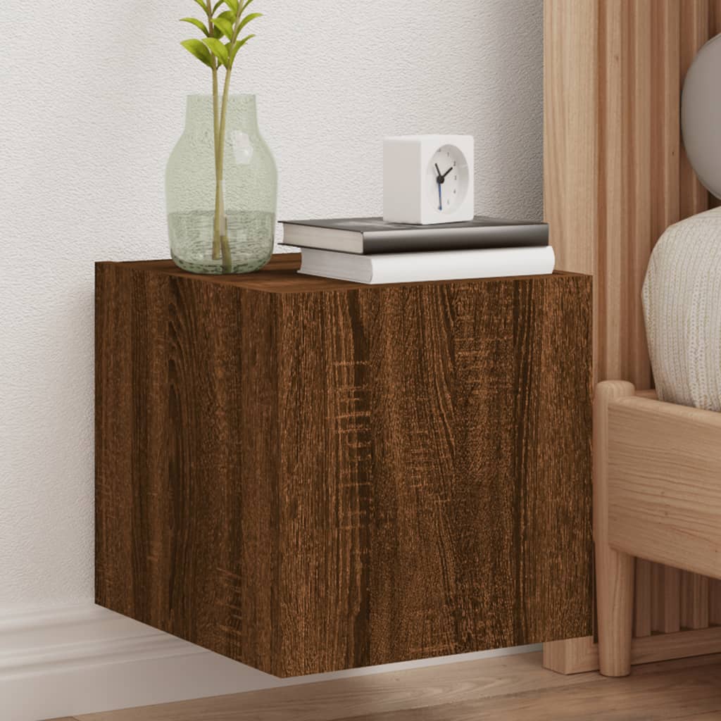 Meuble TV Gris Béton et Blanc Mural - 60 cm-Mon Meuble TV-Chêne marron-2-30.5 x 35 x 30 cm-101