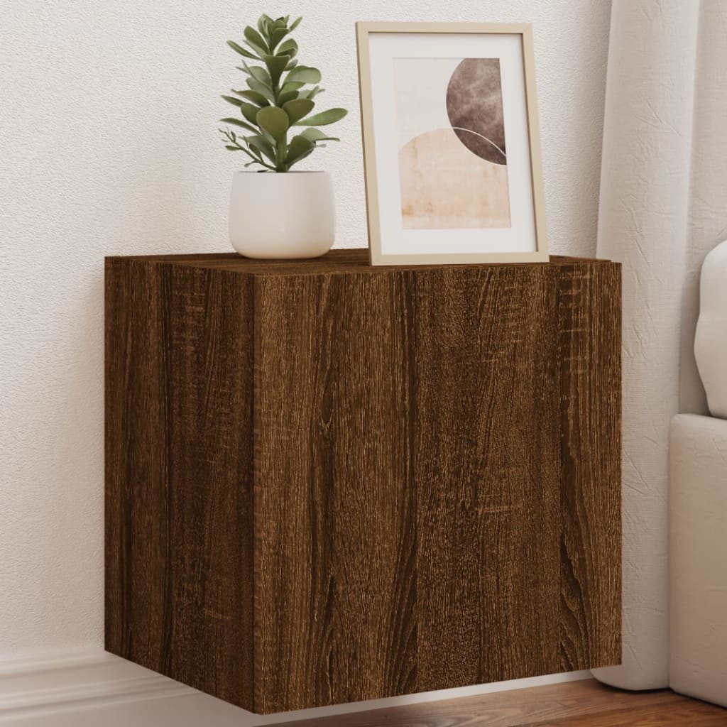 Meuble TV Gris Béton et Blanc Mural - 60 cm-Mon Meuble TV-Chêne marron-2-40.5 x 35 x 40 cm-105