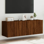Meuble TV Gris Béton et Blanc Mural - 60 cm-Mon Meuble TV-Chêne marron-2-60 x 35 x 41 cm-99