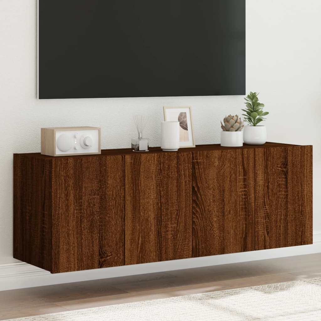 Meuble TV Gris Béton et Blanc Mural - 60 cm-Mon Meuble TV-Chêne marron-2-60 x 35 x 41 cm-99