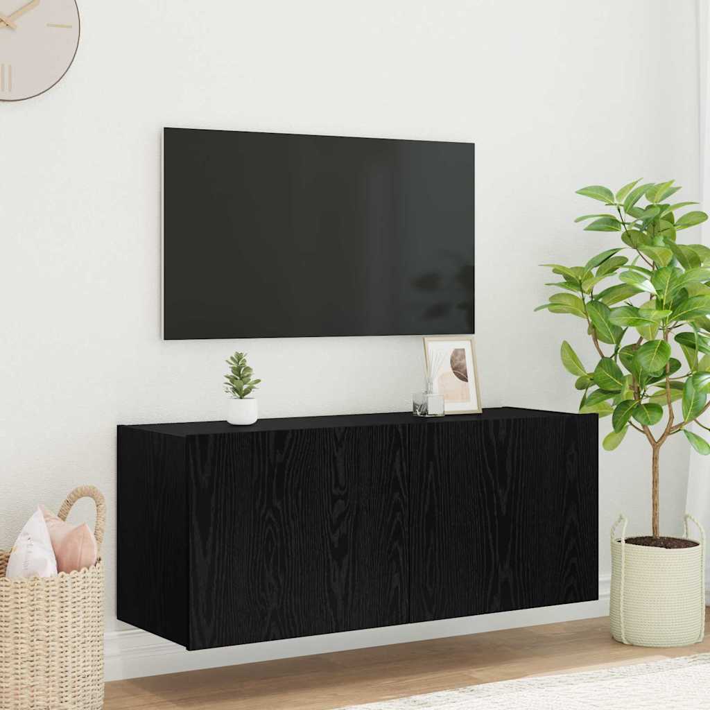 Meuble TV Gris Béton et Blanc Mural - 60 cm-Mon Meuble TV-Chêne noir-1-100 x 35 x 41 cm-71