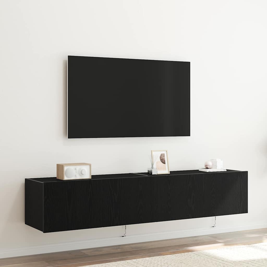 Meuble TV Gris Béton et Blanc Mural - 60 cm-Mon Meuble TV-Chêne noir-2-80 x 35 x 31 cm-78