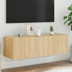 Meuble TV Gris Béton et Blanc Mural - 60 cm-Mon Meuble TV-Chêne sonoma-1-100 x 35 x 31 cm-35