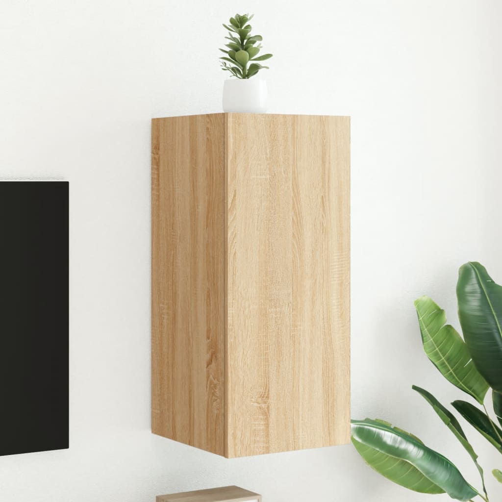 Meuble TV Gris Béton et Blanc Mural - 60 cm-Mon Meuble TV-Chêne sonoma-1-30.5 x 35 x 70 cm-56