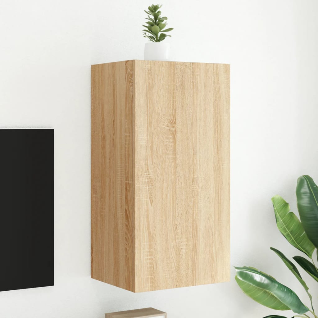 Meuble TV Gris Béton et Blanc Mural - 60 cm-Mon Meuble TV-Chêne sonoma-1-40.5 x 35 x 80 cm-68