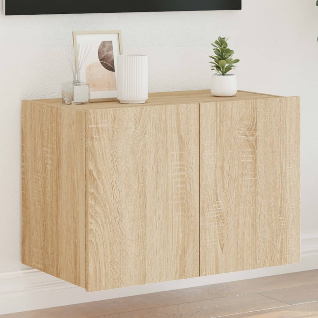 Meuble TV Gris Béton et Blanc Mural - 60 cm-Mon Meuble TV-Chêne sonoma-1-60 x 35 x 41 cm-39