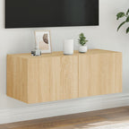 Meuble TV Gris Béton et Blanc Mural - 60 cm-Mon Meuble TV-Chêne sonoma-1-80 x 35 x 31 cm-25