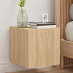 Meuble TV Gris Béton et Blanc Mural - 60 cm-Mon Meuble TV-Chêne sonoma-2-30.5 x 35 x 30 cm-102