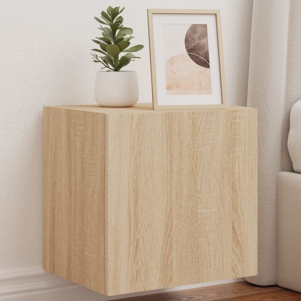Meuble TV Gris Béton et Blanc Mural - 60 cm-Mon Meuble TV-Chêne sonoma-2-40.5 x 35 x 40 cm-104