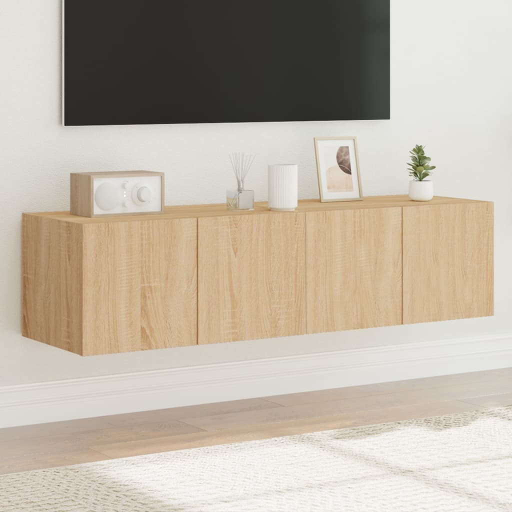 Meuble TV Gris Béton et Blanc Mural - 60 cm-Mon Meuble TV-Chêne sonoma-2-60 x 35 x 31 cm-98