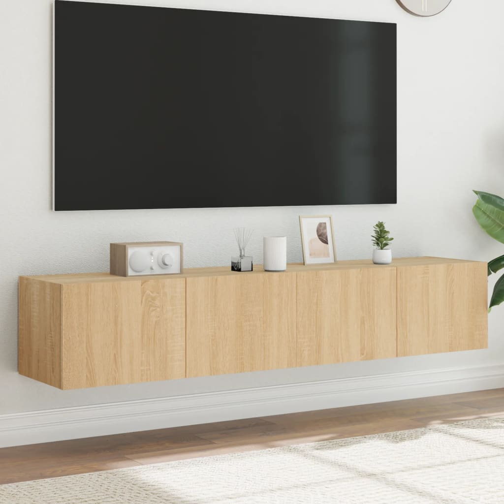 Meuble TV Gris Béton et Blanc Mural - 60 cm-Mon Meuble TV-Chêne sonoma-2-80 x 35 x 31 cm-100