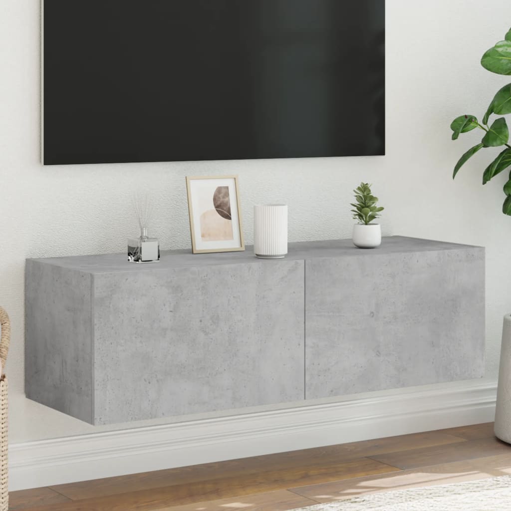 Meuble TV Gris Béton et Blanc Mural - 60 cm-Mon Meuble TV-Gris béton-1-100 x 35 x 31 cm-15